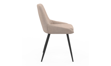 Chaises Ornella en tissu taupe et pieds métal noirs - lot de 6