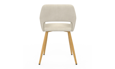 Fauteuil Heidi en velours beige et pieds bois - lot de 2