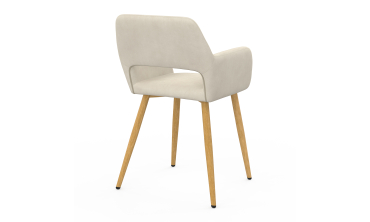 Fauteuil Heidi en velours beige et pieds bois - lot de 2