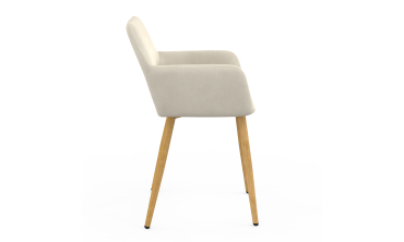 Fauteuil Heidi en velours beige et pieds bois - lot de 2