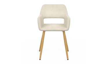 Fauteuil Heidi en velours beige et pieds bois - lot de 2