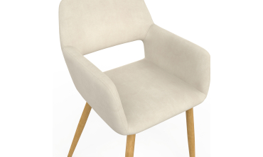 Fauteuil Heidi en velours beige et pieds bois - lot de 2