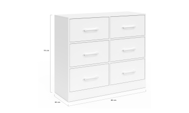 Commode Uma 6 tiroirs blanc