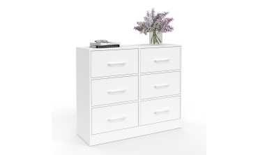 Commode Uma 6 tiroirs blanc