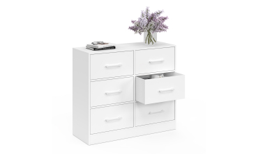 Commode Uma 6 tiroirs blanc