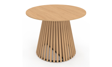 Table à manger ronde extensible Camélia bois et pied lattes Ø110-300cm