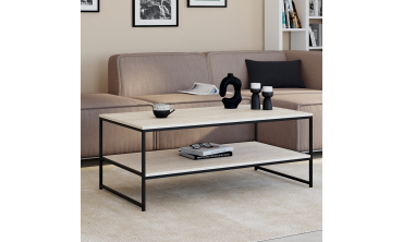 Table basse Memphis double plateau effet travertin 113cm