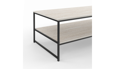 Table basse Memphis double plateau effet travertin 113cm