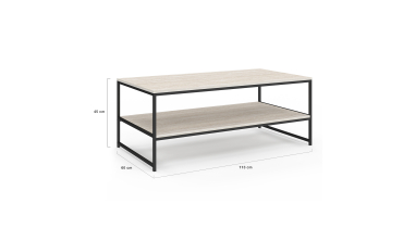 Table basse Memphis double plateau effet travertin 113cm