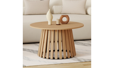 Table basse ronde Camélia pieds lattes