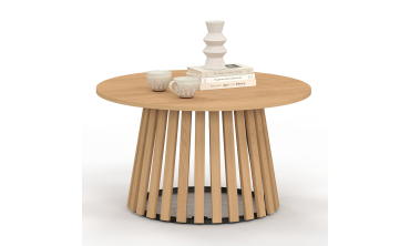Table basse ronde Camélia pieds lattes