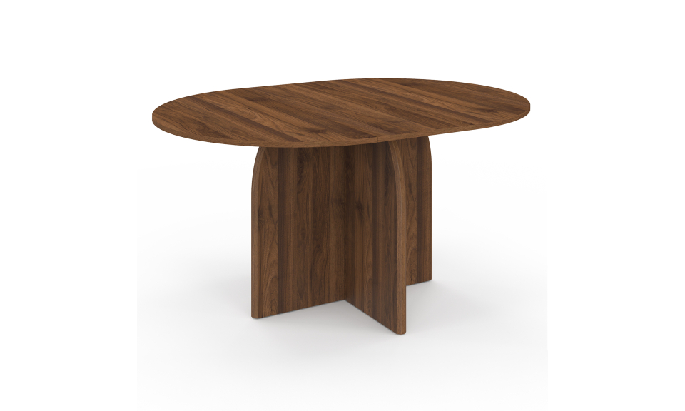 Table à manger ronde extensible Japandi effet noyer Ø110-150cm Table à manger ronde extensible Japandi effet noyer Ø110-150cm