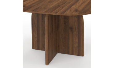 Table à manger ronde extensible Japandi effet noyer Ø110-150cm