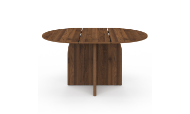 Table à manger ronde extensible Japandi effet noyer Ø110-150cm