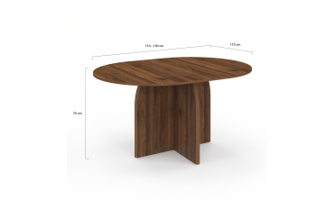 Table à manger ronde extensible Japandi effet noyer Ø110-150cm