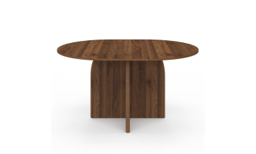Table à manger ronde extensible Japandi effet noyer Ø110-150cm