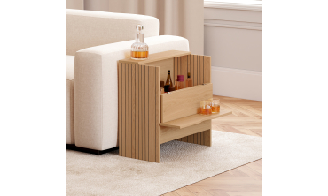 Table d'appoint mini bar Faustine bois et lattes