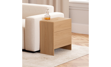 Table d'appoint mini bar Faustine bois et lattes