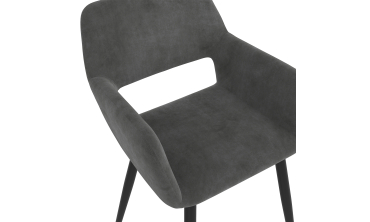 Fauteuil Heidi en velours gris foncé et pieds noirs - lot de 2