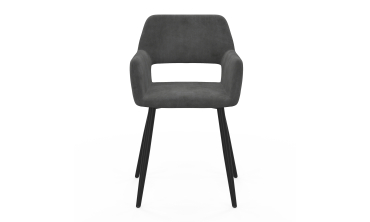 Fauteuil Heidi en velours gris foncé et pieds noirs - lot de 2
