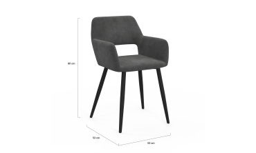 Fauteuil Heidi en velours gris foncé et pieds noirs - lot de 2