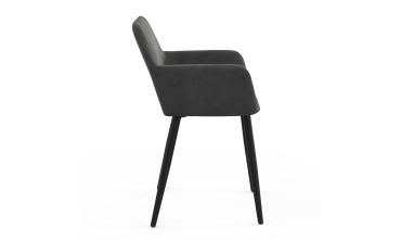 Fauteuil Heidi en velours gris foncé et pieds noirs - lot de 2