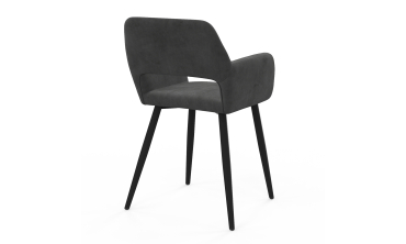 Fauteuil Heidi en velours gris foncé et pieds noirs - lot de 2