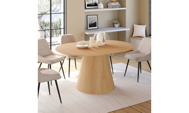 Table à manger ronde extensible Elvis bois Ø110-150cm