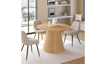 Table à manger ronde extensible Elvis bois Ø110-150cm