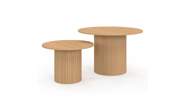 Tables basses rondes gigognes Alvar bois et pieds lattes - lot de 2