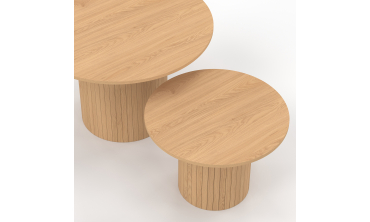 Tables basses rondes gigognes Alvar bois et pieds lattes - lot de 2