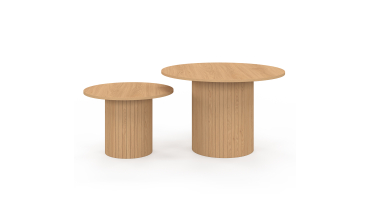 Tables basses rondes gigognes Alvar bois et pieds lattes - lot de 2