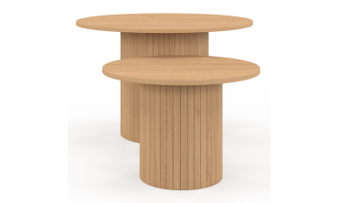 Tables basses rondes gigognes Alvar bois et pieds lattes - lot de 2