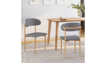 Chaises Callisto en tissu gris et pieds métal - lot de 6