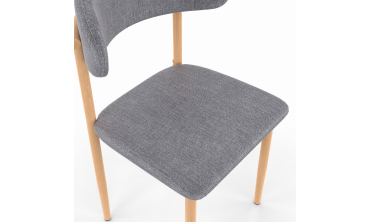 Chaises Callisto en tissu gris et pieds métal - lot de 6