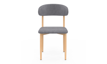 Chaises Callisto en tissu gris et pieds métal - lot de 6