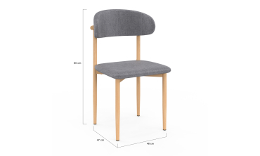 Chaises Callisto en tissu gris et pieds métal - lot de 6