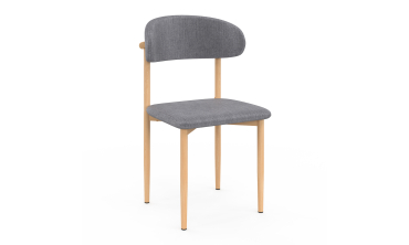 Chaises Callisto en tissu gris et pieds métal - lot de 6