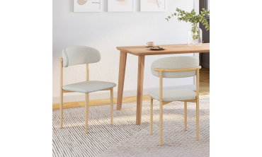 Chaises Callisto en tissu beige et pieds métal - lot de 6
