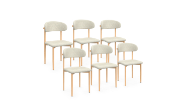 Chaises Callisto en tissu beige et pieds métal - lot de 6