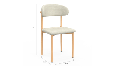 Chaises Callisto en tissu beige et pieds métal - lot de 6