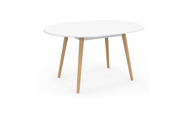 Table à manger ronde extensible Stacy bois et blanc Ø110-150cm