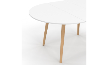 Table à manger ronde extensible Stacy bois et blanc Ø110-150cm