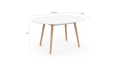 Table à manger ronde extensible Stacy bois et blanc Ø110-150cm
