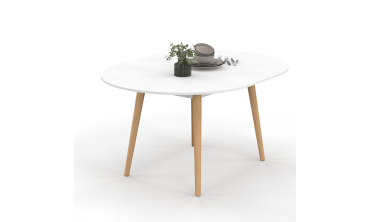Table à manger ronde extensible Stacy bois et blanc Ø110-150cm