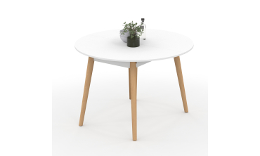 Table à manger ronde extensible Stacy bois et blanc Ø110-150cm