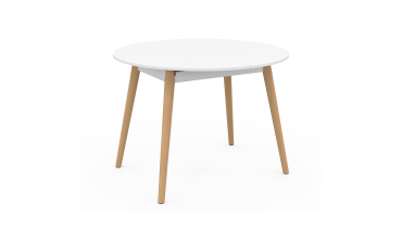 Table à manger ronde extensible Stacy bois et blanc Ø110-150cm