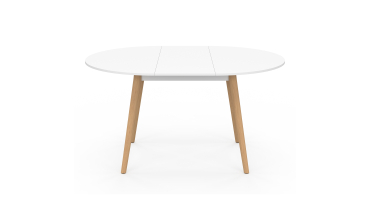Table à manger ronde extensible Stacy bois et blanc Ø110-150cm