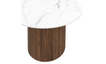 Table à manger ronde Alvar effet marbre blanc et bois noyer Ø110cm