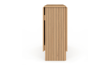 Table à manger dépliable Faustine avec rangement intégré bois et lattes 150cm